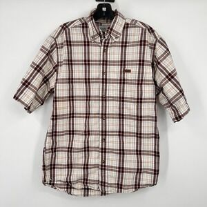 Carhartt Mens Small Shirt Button Up Plaid Short Sleeve Workwear